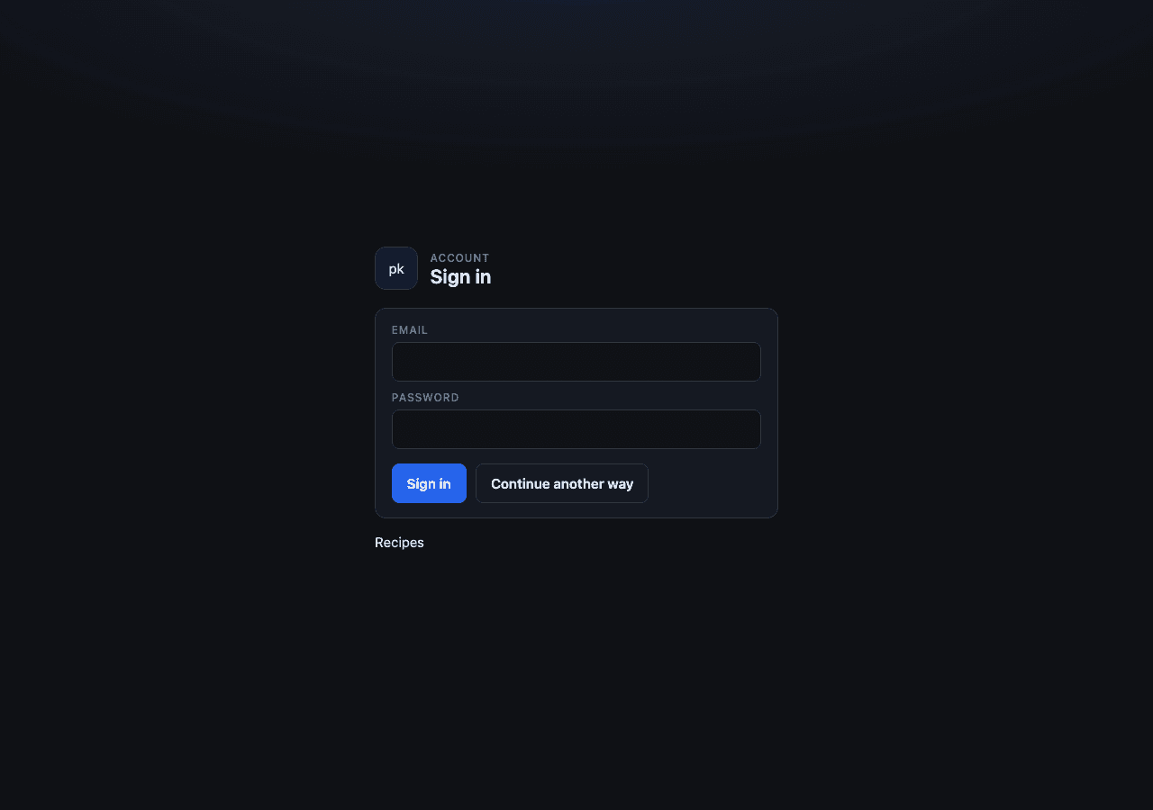 Sign in page from the plainkit demo